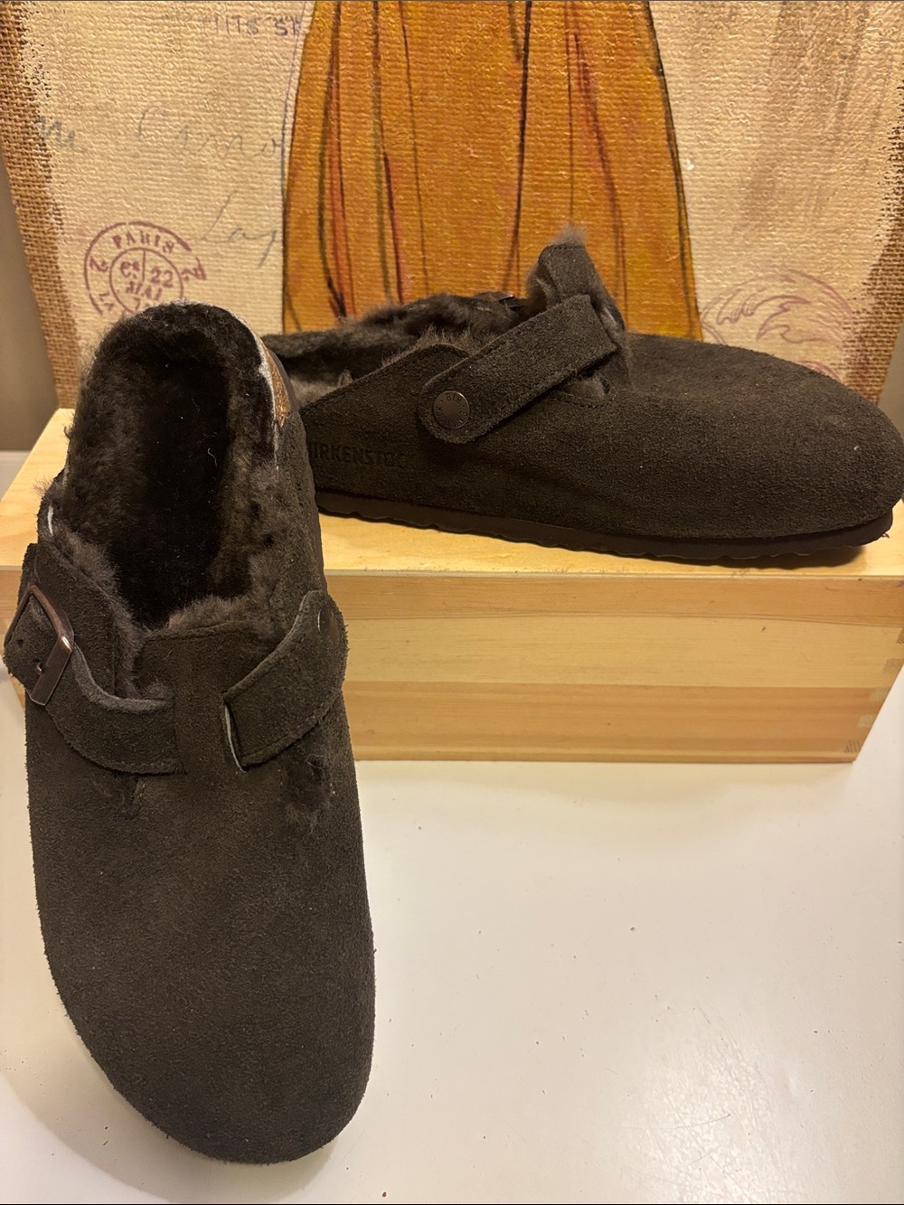 Birkenstock Brown Shearling-Lined Slip-On Clogs